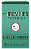 Mrs. Meyers Clean Day 014448 Dryer Sheet, Basil