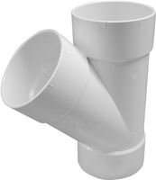 Canplas 414135BC Sewer Pipe Wye, 6 x 6 x 4 in, Hub, PVC, White, SCH 40 Schedule