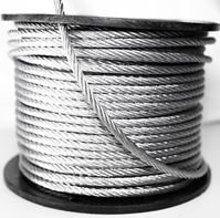 BARON 695938 Aircraft Cable, 1/4 in Dia, 250 ft L, 1400 lb Working Load, Galvanized