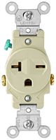 Leviton S01-05821-0IS Single Receptacle, 2 -Pole, 250 V, 20 A, NEMA: NEMA 6-20R, Ivory