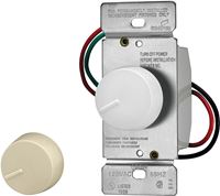 Eaton Wiring Devices RI306P-VW-K2 Rotary Dimmer, 20 A, 120 V, 600 W, 3-Way, Ivory/White