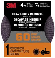 3M Hookit 27421-60 Flap Grinding Disc, 4-1/2 in Dia, 60 Grit, 8-Hole