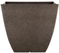 Southern Patio HDR-091677 Newland Planter, 13-1/2 in H, 16 in W, 16 in D, Square, Plastic/Resin, Gray, Stone Aesthetic