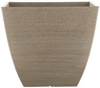 Southern Patio HDR-091660 Newland Planter, 13-1/2 in H, 16 in W, 16 in D, Square, Plastic/Resin, White, Stone Aesthetic