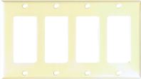Eaton Cooper Wiring 2164 2164V-BOX Wallplate, 4-1/2 in L, 8.19 in W, 4 -Gang, Thermoset, Ivory, High-Gloss