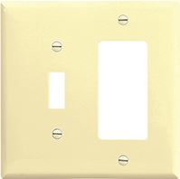 Eaton Wiring Devices 2153V-BOX Combination Wallplate, 4-1/2 in L, 4-9/16 in W, 2 -Gang, Thermoset, Ivory