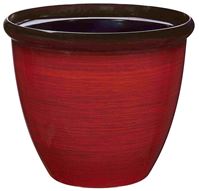 Landscapers Select PT-S020 Planter, 15 in Dia, 12-1/2 in H, Round, Resin, Red Brushed Finish, Red Brushed, Pack of 6