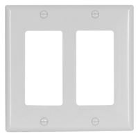 Eaton 2152W-BOX Wallplate, 4-1/2 in L, 4.56 in W, 2-Gang, Thermoset, White, High-Gloss