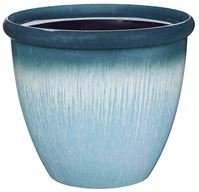 Landscapers Select PT-S010 Egg Rim Planter, 15 in Dia, 12-1/2 in H, Round, Resin, Blue, Blue Drip, Pack of 6