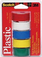 Scotch 190T Colored Tape, 125 in L, 3/4 in W, Plastic Backing