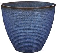 Landscapers Select PT-S007 Wave Planter, 18 in Dia, 15 in H, Round, Resin, Blue, Blue Wave, Pack of 6