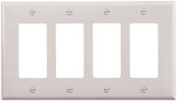 Eaton Wiring Devices PJ264W Wallplate, 4.87 in L, 8.56 in W, 4 -Gang, Polycarbonate, White, High-Gloss