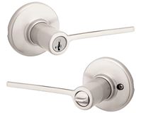 Kwikset 405LRL 15 SMT Entry Knob, Lever Handle, Satin Nickel, Zinc, Re-Key Technology: SmartKey, 3 Grade