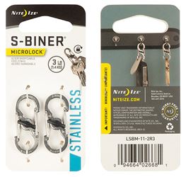 Nite Ize LSBM-11-2R3 Key Carabiner, 1.39 in OAL, 0.62 in Dia Ring, Stainless Steel, Silver