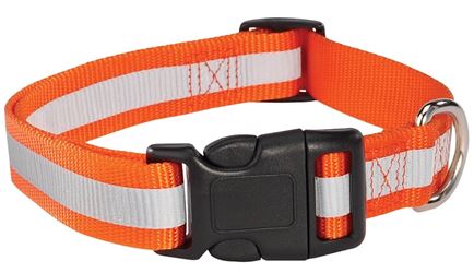 Guardian Gear ZA984 14 69 Reflective Dog Collar, Buckle Link, 14 to 20 in L, 5/8 in W, Nylon, Orange