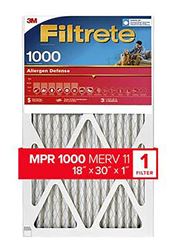 Filtrete AL28-4 Air Filter, 18 in L, 30 in W, 11 MERV, 1000 MPR, Polypropylene Frame, Pack of 4