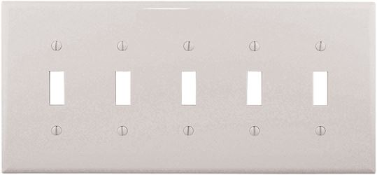 Eaton Wiring Devices PJ5W Wallplate, 10-1/2 in L, 4.88 in W, 5 -Gang, Polycarbonate, White, High-Gloss