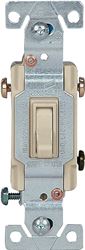 Eaton 1303-7V-10-L Toggle Switch, 15 A, 120 V, 3-Position, Push-In Terminal, Polycarbonate Housing Material, Ivory