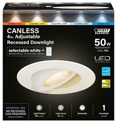 Feit Electric LEDR4XT/ADJ/6WYCA LED Downlight, 11 W, 120 V, LED Lamp, Aluminum/Plastic, White, Frost, Pack of 4