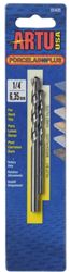 ARTU 01435 Drill Bit, 1/4 in Dia, 4-1/8 in OAL, Flat Flute, 2-Flute, 1/4 in Dia Shank, Straight Shank