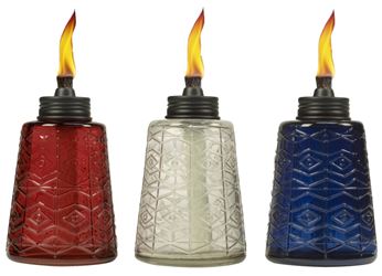 Tiki 1117060 Table Torch, Blue/Clear/Red, 5 hr Burn Time