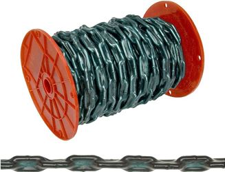 Campbell PS0332027 Straight Link Coil Chain, #2/0, 60 ft L, 520 lb Working Load, Steel, Zinc
