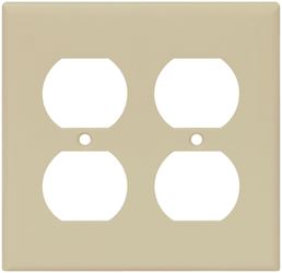 Eaton Wiring Devices 2150V-BOX Receptacle Wallplate, 4-1/2 in L, 4-9/16 in W, 2 -Gang, Thermoset, Ivory, Pack of 10