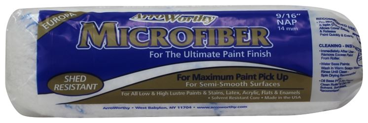 Arroworthy 9MFR4 Paint Roller Cover, 9/16 in Thick Nap, 9 in L, Microfiber Cover
