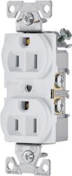 Eaton Wiring Devices 827W-BOX Duplex Receptacle, 2 -Pole, 15 A, 125 V, Side Wiring, NEMA: 5-15R, White