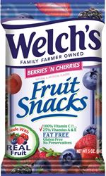 Welchs PIM05092 Fruit Snack, Blackberry, Blueberry, Cherry, Dark Cherry, Raspberry, Strawberry Flavor, 5 oz Bag, Pack of 12