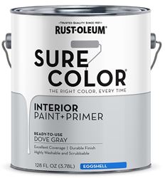 Rust-Oleum Sure Color 380223 Interior Wall Paint, Eggshell, Dove Gray, 1 gal, Can, 400 sq-ft Coverage Area, Pack of 2