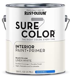 Rust-Oleum Sure Color 380220 Interior Wall Paint, Eggshell, Linen White, 1 gal, Can, 400 sq-ft Coverage Area, Pack of 2