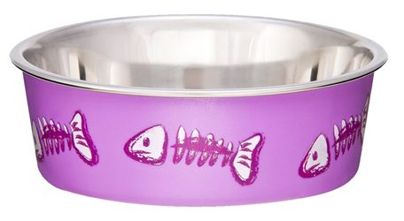 Loving Pets 7751 Cat Bowl, 0.5 pt Volume, Stainless Steel, Lilac