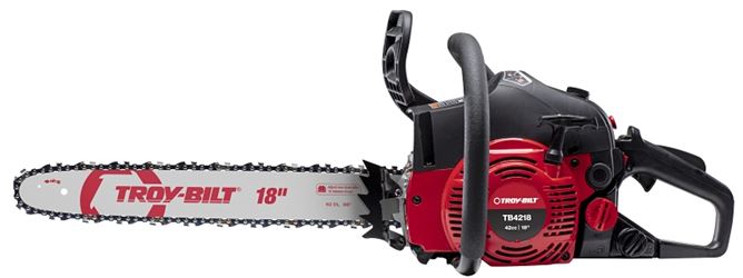 Troy-Bilt 41AY4218766 Chainsaw, Gas, 42 cc Engine Displacement, 2-Stroke, Air-Cooled, Full Crank Engine, 18 in L Bar