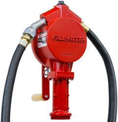 Fill-Rite FR112 Hand Pump, 20 to 34-3/4 in L Suction Tube, 3/4 in Outlet, 10 gal/100 Revolution, Cast Aluminum