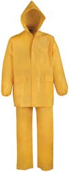 Diamondback 8127-XXXL Rain Suit, 3XL, 32-1/2 in Inseam, PVC, Yellow, Drawstring Collar, Zipper with Storm Flap Closure