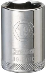 DeWALT DWMT86519OSP Drive Socket, 19 mm Socket, 1/2 in Drive, 6-Point, Vanadium Steel, Polished Chrome