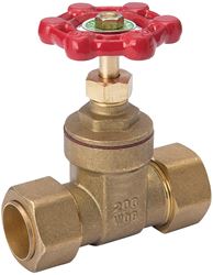 B & K ProLine Series 100-803NL Gate Valve, 1/2 in Connection, Compression, 200/125 psi Pressure, Bronze/Brass Body