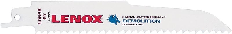 Lenox 205126066R Reciprocating Saw Blade, 7/8 in W, 6 in L, 6 TPI, Bi-Metal Cutting Edge