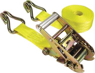 Keeper 05519 Tie-Down, 1-3/4 in W, 15 ft L, Polyester, Yellow, 1666 lb, J-Hook End Fitting
