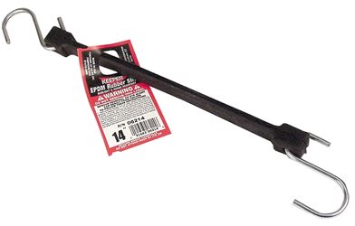 Keeper 06214 Strap, 3/4 in W, 14 in L, EPDM Rubber, Black, S-Hook End, Pack of 10