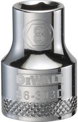 DeWALT DWMT86303OSP Hand Socket, 8 mm Socket, 3/8 in Drive, 6-Point, Vanadium Steel, Polished Chrome