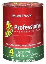 Duck Professional 1362492 Painters Tape, 60 yd L, 1.41 in W, Beige, 4/PK