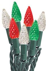 Sylvania String Lights, LED, C6, TRDNL R/G/W, 50 Ct