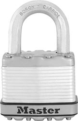 Master Lock Magnum Series M5XKAD Padlock, Keyed Different Key, 3/8 in Dia Shackle, 1 in H Shackle, Boron Carbide Shackle