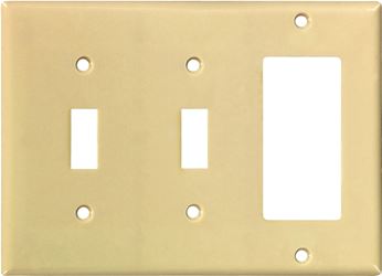 Eaton Wiring Devices 2173V-BOX Combination Wallplate, 4-1/2 in L, 6-3/8 in W, 3 -Gang, Thermoset, Ivory