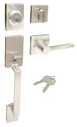 ProSource HPX2S3BSR4H24 Combination Lockset, Lever Handle, Satin Nickel, Lever Interior Handle, 3 Grade, Metal