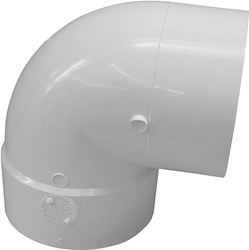 Canplas 414157BC Short Turn Pipe Elbow, 6 in, Spigot x Hub, 90 deg Angle, PVC, White