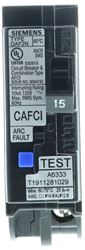Siemens QA115AFCN Circuit Breaker, AFCI, Combination, Low Voltage, 15 A, 1 -Pole, 120 V, Plug Mounting