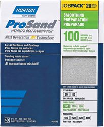 Norton ProSand 07660768173 Sanding Sheet, 11 in L, 9 in W, Medium, 100 Grit, Aluminum Oxide Abrasive, Paper Backing